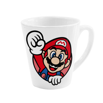Super mario win, Κούπα κωνική Latte Λευκή, κεραμική, 300ml