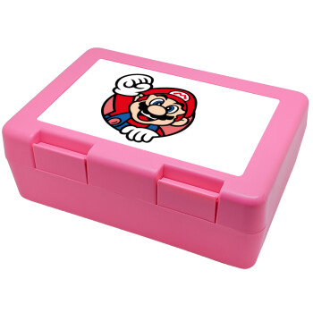 Super mario win, Children's cookie container PINK 185x128x65mm (BPA free plastic)