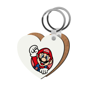 Super mario win, Μπρελόκ Ξύλινο καρδιά MDF