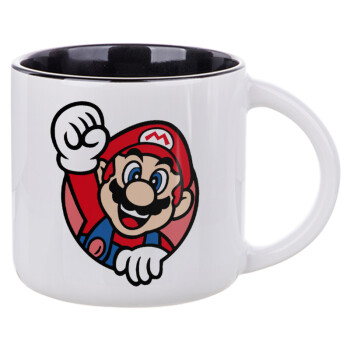 Super mario win, Κούπα κεραμική 400ml Λευκή/Μαύρη