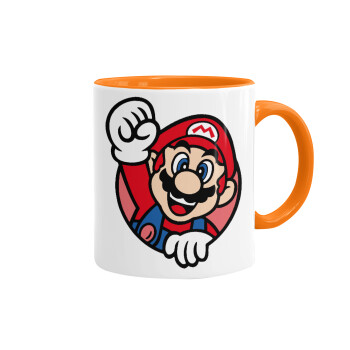 Super mario win, Mug colored orange, ceramic, 330ml