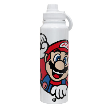 Super mario win, 1L Stainless Steel Thermal Bottle with Phone Holder & Double Wall Insulation