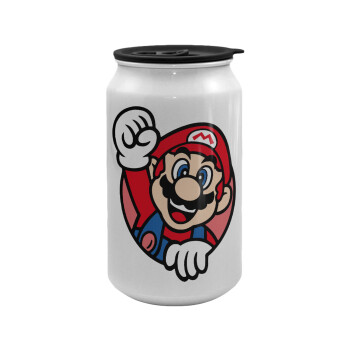 Super mario win, Κούπα ταξιδιού μεταλλική με καπάκι (tin-can) 500ml