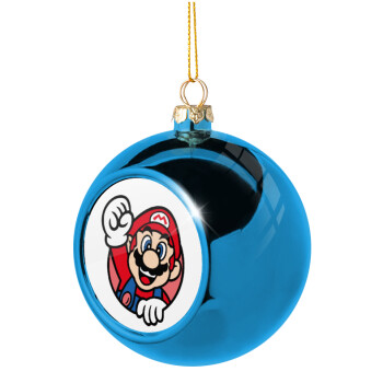 Super mario win, Χριστουγεννιάτικη μπάλα δένδρου Μπλε 8cm