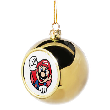Super mario win, Χριστουγεννιάτικη μπάλα δένδρου Χρυσή 8cm