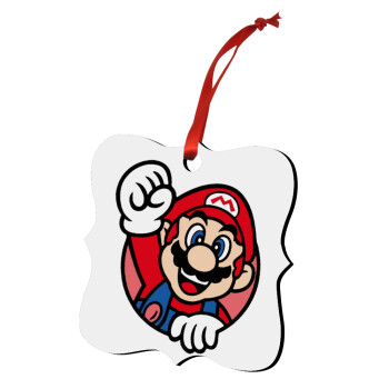 Super mario win, Christmas ornament polygon wooden 7.5cm