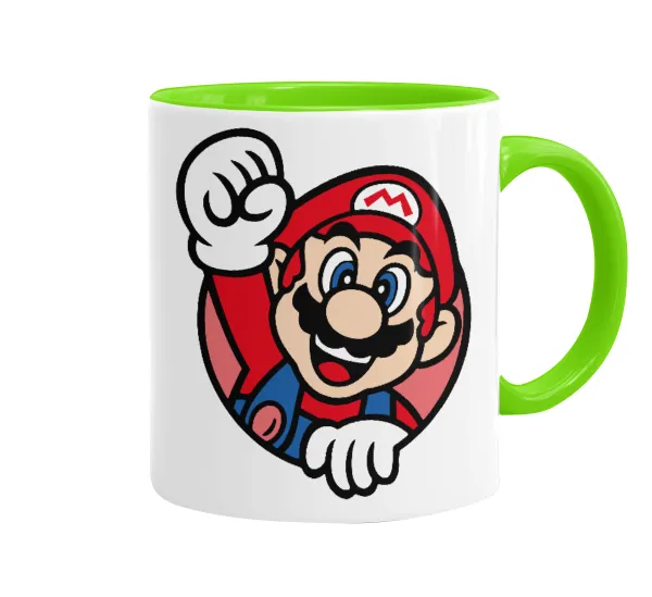 Super mario win — Mug colored light green, ceramic, 330ml