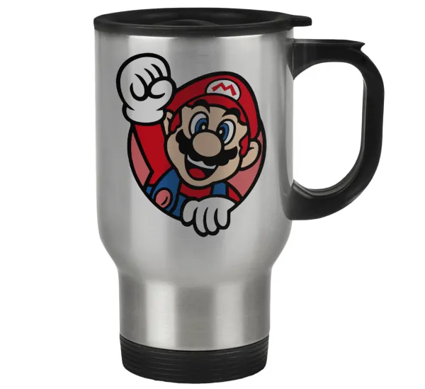 Super mario win — Stainless steel travel mug with lid, double wall 450ml
