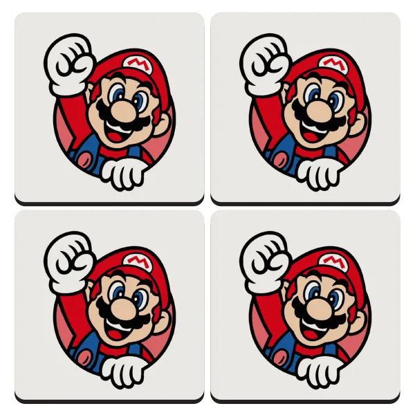 Super mario win — Σουβέρ ξύλινα τετράγωνα (9cm)
