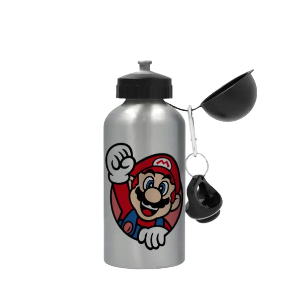 Super mario win — Metallic water jug, Silver, aluminum 500ml