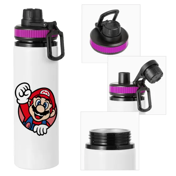 Super mario win — Metallic water bottle with safety lid, 850ml aluminum
