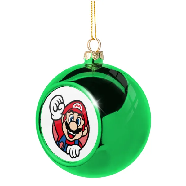 Super mario win — Green Christmas tree ornament ball 8cm