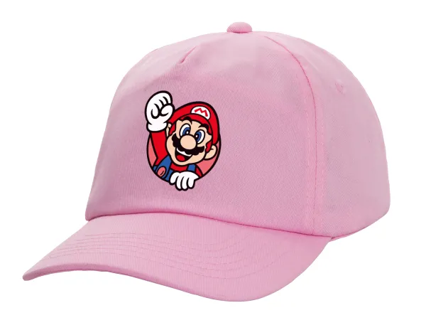 Super mario win — Adult Baseball Cap, 100% Cotton, PINK (COTTON, ADULT, UNISEX, ONE SIZE)