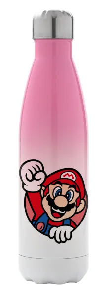 Super mario win — Metal mug thermos Pink/White (Stainless steel), double wall, 500ml