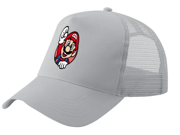 Super mario win — Καπέλο Ενηλίκων Structured Trucker, με Δίχτυ, ΓΚΡΙ (100% ΒΑΜΒΑΚΕΡΟ, ΕΝΗΛΙΚΩΝ, UNISEX, ONE SIZE)