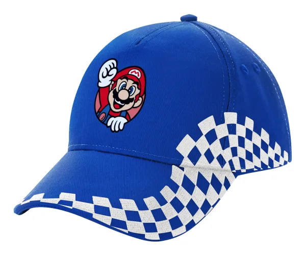 Super mario win — Adult Ultimate BLUE RACING Cap, (100% COTTON DRILL, ADULT, UNISEX, ONE SIZE)