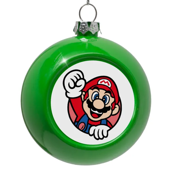 Super mario win — Green Christmas tree ornament bauble 8cm