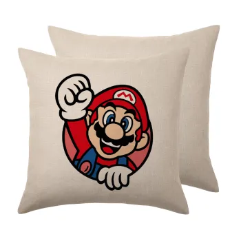 Super mario win, Μαξιλάρι καναπέ ΛΙΝΟ 40x40cm περιέχεται το  γέμισμα