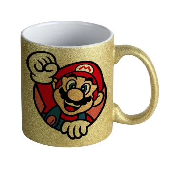 Super mario win, Κούπα Χρυσή Glitter που γυαλίζει, κεραμική, 330ml