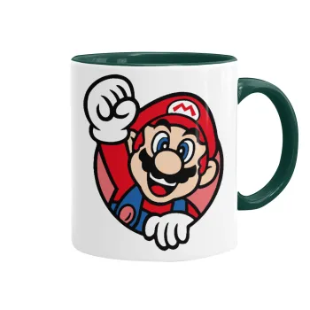 Super mario win, Mug colored green, ceramic, 330ml
