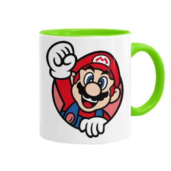 Super mario win, Mug colored light green, ceramic, 330ml