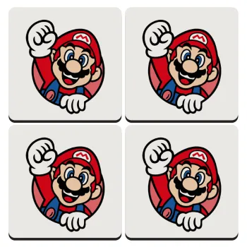 Super mario win, ΣΕΤ 4 Σουβέρ ξύλινα τετράγωνα (9cm)