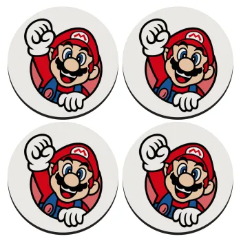 Super mario win, SET of 4 round wooden coasters (9cm)