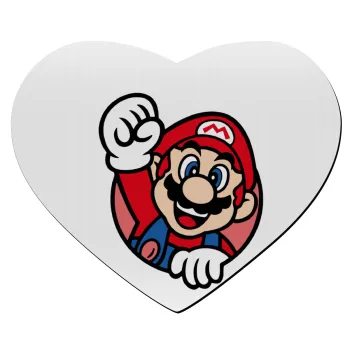 Super mario win, Mousepad heart 23x20cm