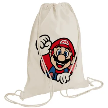 Super mario win, Τσάντα πλάτης πουγκί GYMBAG natural (28x40cm)