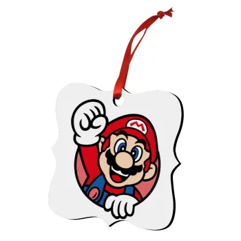 Super mario win, Christmas ornament polygon wooden 7.5cm