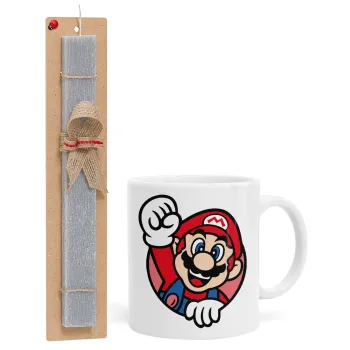 Super mario win, Easter Set, Ceramic Cup (330ml) & Easter aromatic flat candle (30cm) (GRAY)