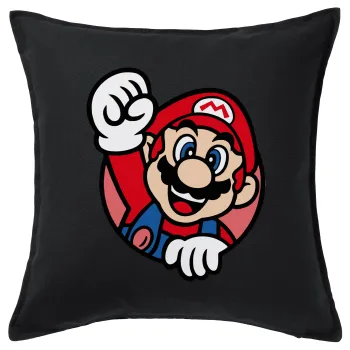 Super mario win, Sofa cushion black 50x50cm includes filling