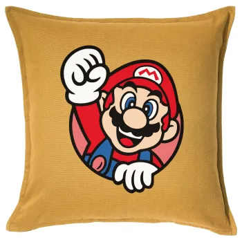 Super mario win, Sofa cushion YELLOW 50x50cm includes filling