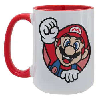 Super mario win, Κούπα Mega 15oz, κεραμική Κόκκινη, 450ml
