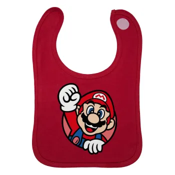 Super mario win, Σαλιάρα με Σκρατς Κόκκινη 100% Organic Cotton (0-18 months)