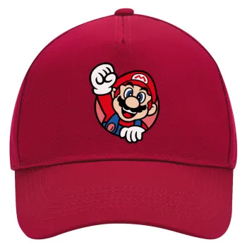 Super mario win, Adult Ultimate Hat RED, (100% COTTON DRILL, ADULT, UNISEX, ONE SIZE)