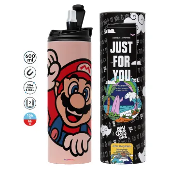 Super mario win, Tumbler stainless steel PINK 600ml