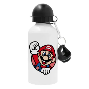 Super mario win, Μεταλλικό παγούρι νερού, Λευκό, αλουμινίου 500ml