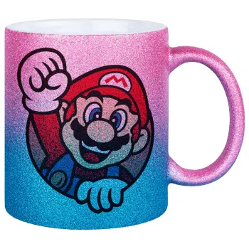 Super mario win, Κούπα Χρυσή/Μπλε Glitter, κεραμική, 330ml