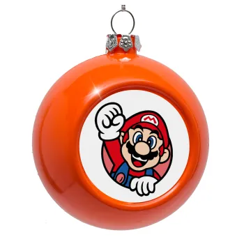 Super mario win, Στολίδι Χριστουγεννιάτικη μπάλα δένδρου Πορτοκαλί 8cm
