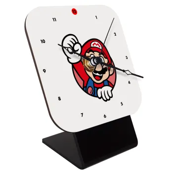 Super mario win, Επιτραπέζιο ρολόι ξύλινο με δείκτες (10cm)