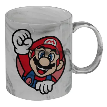 Super mario win, Κούπα κεραμική, marble style (μάρμαρο), 330ml