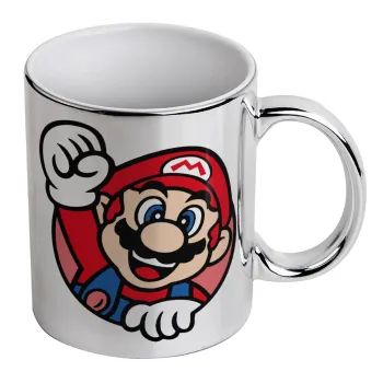 Super mario win, Mug ceramic, silver mirror, 330ml