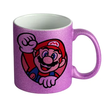 Super mario win, Κούπα Μωβ Glitter που γυαλίζει, κεραμική, 330ml