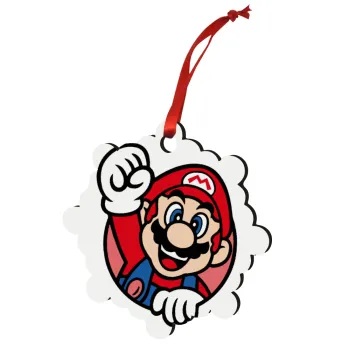 Super mario win, Christmas ornament snowflake wooden 7.5cm