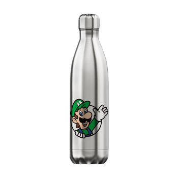 Super mario Luigi win, Inox (Stainless steel) hot metal mug, double wall, 750ml