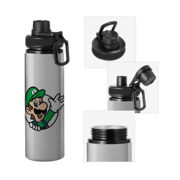 Super mario Luigi win, Metallic water bottle with safety cap, 850ml aluminum