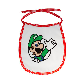 Super mario Luigi win, Σαλιάρα μωρού αλέκιαστη με κορδόνι Κόκκινη
