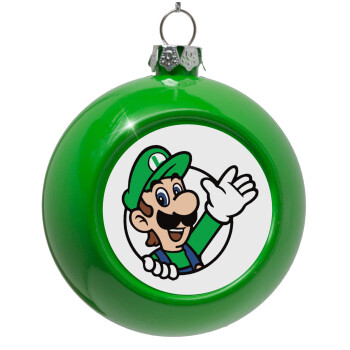 Super mario Luigi win, Green Christmas tree ornament bauble 8cm