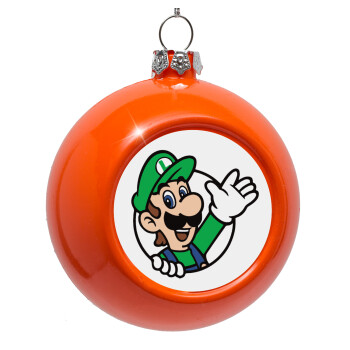 Super mario Luigi win, Orange Christmas tree ornament bauble 8cm
